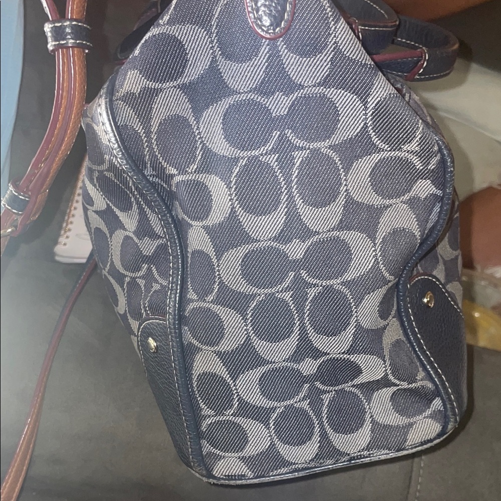 Coach Mickie Satchel  Signature C Denim and Leather Trim GUC - Picture 8 of 16